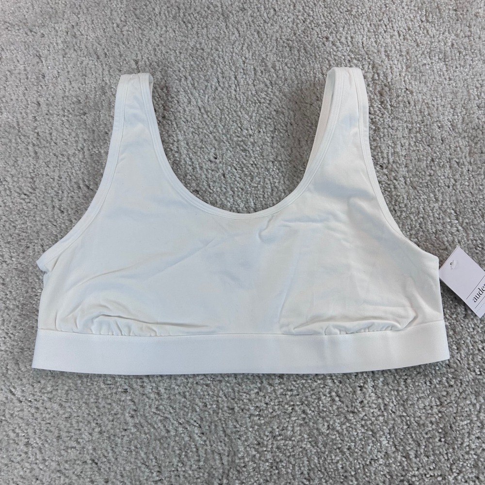 Auden Women XXL White Cotton Blend Unlined Scoop-Neck Bralette 3G62YE